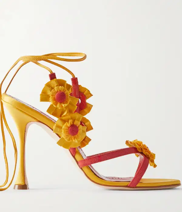 Floral Satin Sandals - Shoes