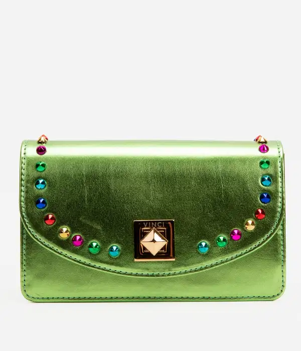 Caris Green Leather Handbag - Purses